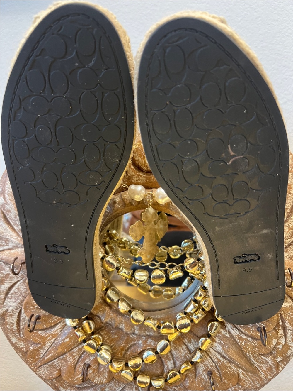 Coach Blush Pink Leather Espadrille Flats with Black Logo - Picture 3 of 8